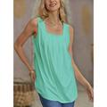 Tank Women's Light Green Pink Grey Solid / Plain Color Pleated Daily Basic Square Neck S