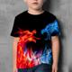 Kids Boys' Fire Dragon T shirt Tee Short Sleeve Dragon 3D Print Graphic Flame Animal Blue Yellow Red Children Tops Summer Active Novelty Streetwear Easter 3-12 Years