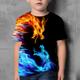 Kids Boys' Fire Dragon T shirt Tee Short Sleeve Dragon 3D Print Graphic Flame Animal Blue Yellow Red Children Tops Summer Active Novelty Streetwear Easter 3-12 Years