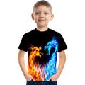 Kids Boys' Fire Dragon T shirt Tee Short Sleeve Dragon 3D Print Graphic Flame Animal Blue Yellow Red Children Tops Summer Active Novelty Streetwear Easter 3-12 Years