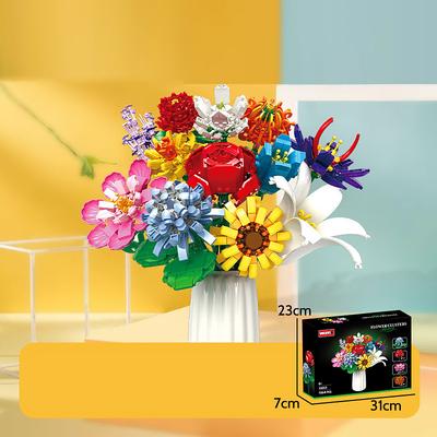 Women's Day Gifts Building Blocks Bouquet Small Particles Of Immortal Roses Girls Puzzle Assembled Flower Toys Girls Series Valentine's Day Gift Mother's Day Gifts for MoM