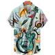 Men's Shirt Graphic Prints Graffiti Guitar Turndown White Blue Orange Green Street Casual Short Sleeves Print Button-Down Clothing Apparel Sports Fashion Streetwear Designer