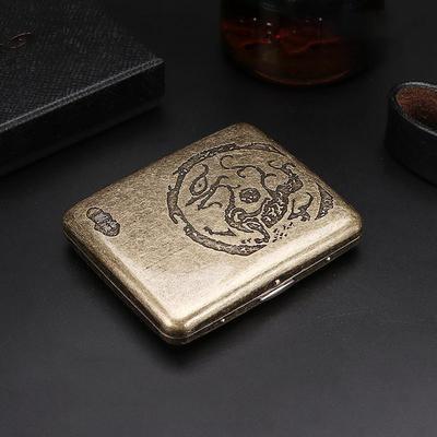 20 Sticks of Cigarette Case with Both Sides Open to Support Generation of Bronze Condensed Flower Metal Flip-top Carved Cigarette Case