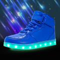 Unisex LED Shoes High Top Light Up Sneakers for Women Men Girls Boys USB Charging Halloween Street Dance Casual Daily Walking Shoes Luminous Bright White Black Blue Spring