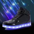 Unisex LED Shoes High Top Light Up Sneakers for Women Men Girls Boys USB Charging Halloween Street Dance Casual Daily Walking Shoes Luminous Bright White Black Blue Spring