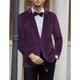 Men's Velvet Blazer Blazer Business Formal Evening Wedding Party Fashion Casual Spring Fall Polyester Plain Pocket Casual / Daily Single Breasted Two-button Blazer Black Red Blue Purple