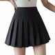 Women's Skirt Mini Skirts Pleated Solid Colored Party Party / Evening Spring Summer Cotton Blend Elegant Preppy Navy Pink Black Coffee