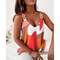 Women's Tank Top Camisole Going Out Tops Summer Tops Graphic Anchor Daily Sleeveless Blue Orange Patchwork Print Sleeveless Casual V Neck Regular Fit