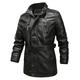 Men's Leather Jacket Motorcycle Jacket Outdoor Daily Wear Windproof Warm Pocket With Belt Fall Winter Plain Fashion Streetwear Stand Collar Regular Black Yellow Coffee Jacket