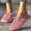 Women's Flats Slippers Slip-Ons Flat Sandals Espadrilles Outdoor Slippers Outdoor Beach Solid Color Cut-out Summer Flat Heel Round Toe Casual Comfort Minimalism PVC Loafer Black Pink khaki