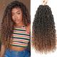 Brown 18 Inch 7 Packs Faux Locs Crochet Hair Soft Crochet Locs Pre Looped Crochet Braids Curly boho Locs Crochet Hair Synthetic Hippie Locs Hair Extensions