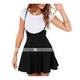 Women's A Line Work Skirts Linen Skirts Mini Skirts Ruched Patchwork Solid Colored Daily Going out Summer Polyester Basic Black