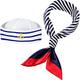 CARNIVAL Masquerade Ball Captain Flight Attendant Set Sailor Hat Scarf Captain Hat Pipe Sun Eye