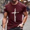 Men's T shirt Tee Shirt Tee Graphic Cross Crew Neck Blue Gray Dark Gray Red Short Sleeve Plus Size Casual Daily Tops Basic Designer Slim Fit Big and Tall / Summer / Summer