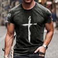 Men's T shirt Tee Shirt Tee Graphic Cross Crew Neck Blue Gray Dark Gray Red Short Sleeve Plus Size Casual Daily Tops Basic Designer Slim Fit Big and Tall / Summer / Summer