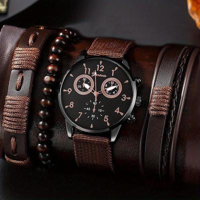 Men Quartz Watch Retro Vintage Casual World Time Aluminium Alloy Watch