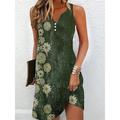 Women's Tank Dress Summer Dress Floral Print Button Split Neck Mini Dress Active Fashion Outdoor Daily Sleeveless Regular Fit Navy Blue Royal Blue Dark Green Summer Spring S M L XL XXL