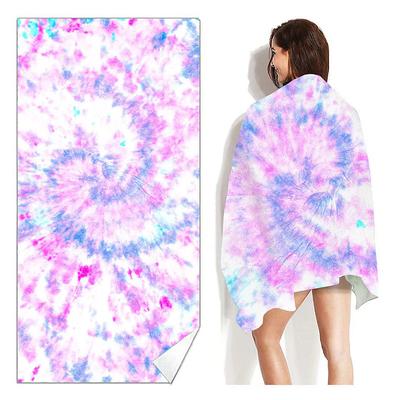Tie Dye Beach Towel, Sand Free Hippie Color Beach Towels Oversized, Sup Soft Large Bath Towel, Water Absorbent Bathroom Towel for Men, Women, Travel, Swim, Camp, 32 x 64 Inch