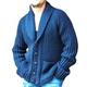 Men's Cardigan Sweater Chunky Cardigan Cropped Sweater Cable Regular Button Up Plain Shawl Collar Vintage Warm Ups Casual Daily Wear Clothing Apparel Raglan Sleeves Fall Winter Blue M L XL