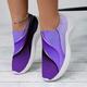 Women's Contrast Color Geometric Lines 3D Graphic Printing Soft Slip-on Fly Knit Sports Shoes