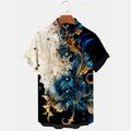 Mens Graphic Shirt Floral Casual Outdoor Street Daily Fall Turndown Short Sleeve Apricot Abstract Blue Cotton Small Medium Large