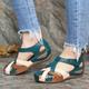 Women's Sandals Wedge Sandals Plus Size Barefoot Sandals Outdoor Office Daily Color Block Solid Colored Summer Buckle Wedge Heel Round Toe Closed Toe Classic Casual Walking PU Leather Faux Leather
