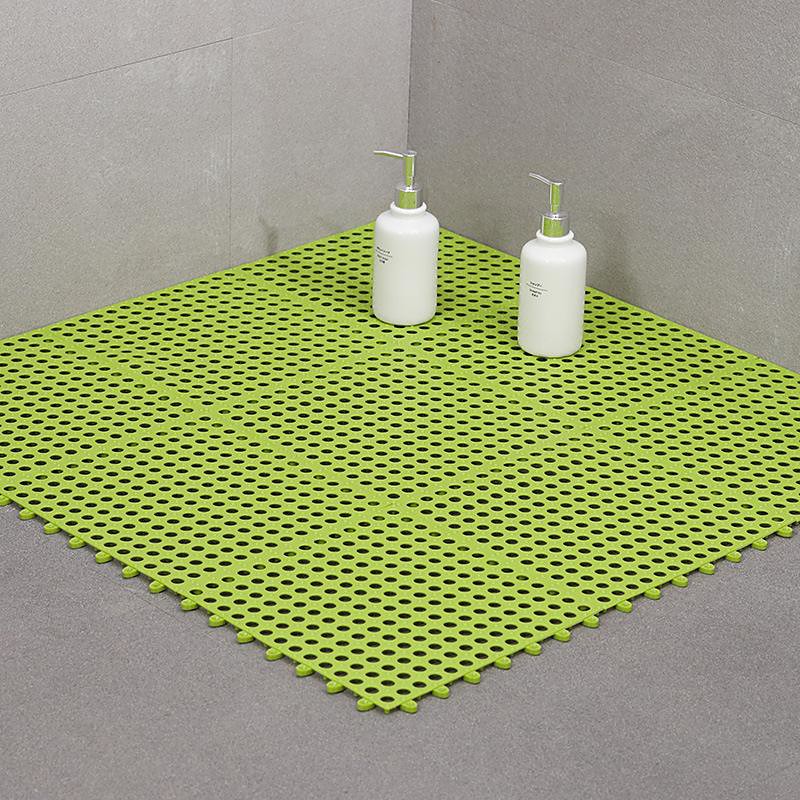 Interlocking Rubber Floor Tiles with Drain Holes DIY Size Bathroom Shower Toilet Floor Tiles Mat Interlocking Massage Soft Cushion Floor Tiles for Indoor/Outdoor