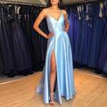 A-Line Wedding Guest Dresses Sexy Dress Prom Black Tie Floor Length Sleeveless Spaghetti Strap Bridesmaid Dress Satin with Slit 2024