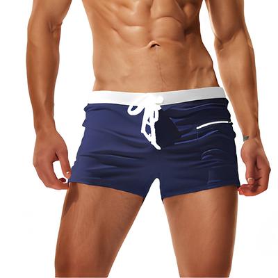 Men's Swim Trunks Swimwear Boxer Swim Shorts Lace up with Mesh lining Solid Colored Tropical Quick Dry Holiday Swimming Pool Sporty Basic Slim Light Blue Black