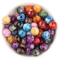 50/100pcs Bead Enthusiasts 8/10/12mm Cracked Acrylic Spacer Beads, Colored Ink Printed Ceramic Pattern Straight Hole Round Beads DIY Bracelet Necklace Jewelry Pendant.