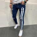 Men's Jeans Trousers Denim Pants Pocket Stripe Comfort Breathable Outdoor Daily Going out Fashion Casual Black Blue