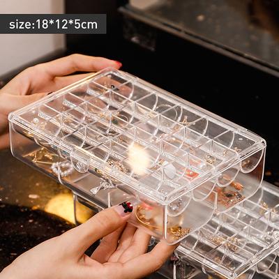 Aesthetic Jewelry Holder,Container Jewelry Storage Box, Transparent Jewelry Boxes,Ring Organizer,Suitable for Gings, Necklaces, Bracelets, Earrings