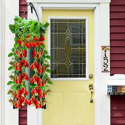 Hanging Strawberry Grow Bag, Strawberry Grow Bag With 8 Holes For Strawberry Tomato And Pepper Upside Down Tomato Grow Bag, Vegetable Grow Bag, Gardening Supplies
