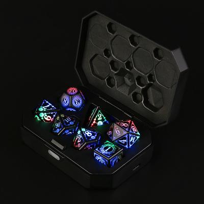 Rechargable DND Dice Light Up Dice 7 PCS Glowing Balanced LED Dice Electronic Dices DD Dungeons and Dragons Polyhedral Dice Set RPG Role Playing Table Game