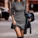 Women's Sweater Dress Jumper Dress Sheath Dress Mini Dress Knitwear Modern Mature Pure Color Outdoor Winter Dress Daily Holiday Turtleneck Long Sleeve Knit 2023 Slim Black Army Green Khaki S M L XL