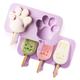 Silicone Ice Cream Mold Popsicle Siamese Molds with 50pcs Lid DIY Homemade Ice Lolly Mold Cartoon Cute Image Handmade Kitchen Tools