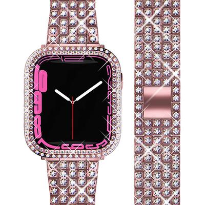 Jewelry Bracelet Compatible with Apple Watch band 38mm 40mm 41mm 42mm 44mm 45mm 49mm with Case Women Luxury Stainless Steel Rhinestone Strap Replacement Wristband for iwatch Series Ultra 8 7 6 5 4 3