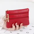 1 Pcs Women Men Leather Coin Purse Card Wallet Clutch Double Zipper Mini Change Bag