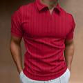 Men's Golf Shirt Casual Going out V Neck Short Sleeve Sportswear Casual Solid Color Striped Split Ends Simple Spring Summer Slim Black White Wine Navy Blue Blue Khaki Golf Shirt