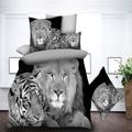 3D Tiger Print Duvet Cover Bedding Sets Comforter Cover with 1 Duvet Cover or Coverlet,1Sheet,2 Pillowcases for Double/Queen/King(1 Pillowcase for Twin/Single)