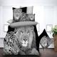 3D Tiger Print Duvet Cover Bedding Sets Comforter Cover with 1 Duvet Cover or Coverlet,1Sheet,2 Pillowcases for Double/Queen/King(1 Pillowcase for Twin/Single)