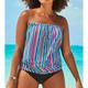Women's Swimwear Tankini 2 Piece Plus Size Swimsuit 2 Piece Modest Swimwear Open Back Stripe Printing Striped Strapless Vacation Beach Wear Bathing Suits