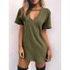 Women's White Dress Casual Dress T Shirt Dress Tee Dress Mini Dress Black White Brown Short Sleeve Pure Color Cut Out Summer Spring V Neck Classic Loose Fit 2023 S M L XL 2XL