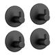 Adhesive Hooks Heavy Duty Wall Hooks 4 Packs Removable Matte Black Durable 304 Stainless Steel Wall Hangers, Waterproof Rustproof Oil Proof for Kitchen, Bathrooms, Doors, Office, Closet