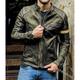 Men's PU Leather Jacket Faux Leather Coat Motorcycle Biker Vintage Style Winter Casual Daily Outdoor Work Black Warm Outwear Tops Pocket