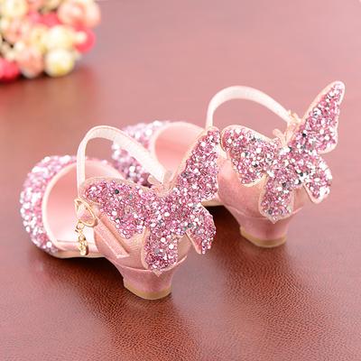 Girls' Heels Princess Shoes School Shoes Rubber PU Non-slipping Big Kids(7years ) Little Kids(4-7ys) Daily Walking Shoes Buckle Pink Silver Fall Spring / TR