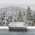 3D Central Park Mural Wallpaper Snow Winter Black And White Peel And Stick Removable PVC/Vinyl Material Self Adhesive/Adhesive Required Wall Decor Wall Mural for Living Room Bedroom