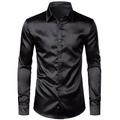 Men's Shirt Button Up Shirt Casual Shirt Summer Shirt Satin Silk Shirt Black White Wine Blue Green Long Sleeve Plain Lapel Daily Vacation Clothing Apparel Fashion Casual Comfortable