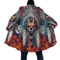 Tribal Mens 3D Shirt For Festival Blue Winter Fleece Skull Indian Streetwear Ethnic Style Vintage Men'S Coat Sports Outdoor Daily Going Fall Hoodie Long Sleeve Black Light