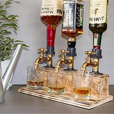 Whiskey Wood Dispenser,Faucet Shape Liquor Dispenser, Daddy Favorite Whiskey Wine Wood Dispenser for Home Bar Dinner Party Restaurant, Dad Papa Boyfriend Husband Gift